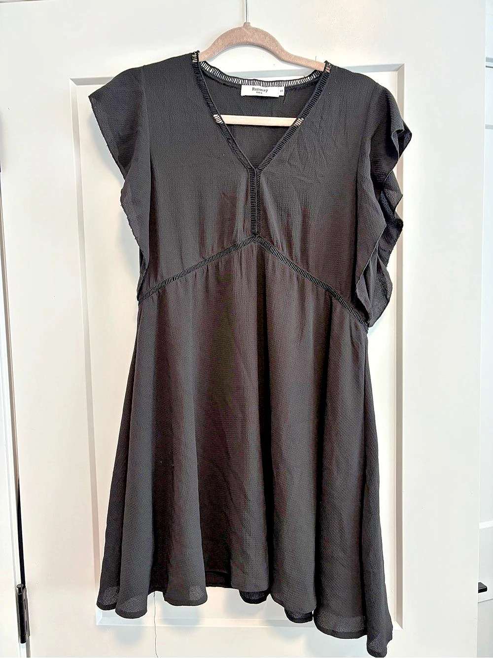 Black Ruffle Sleeve Mini Dress Like New